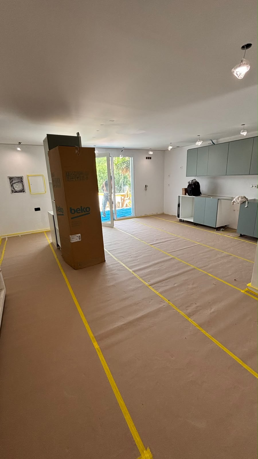 Proteção de pavimento — sala e cozinha